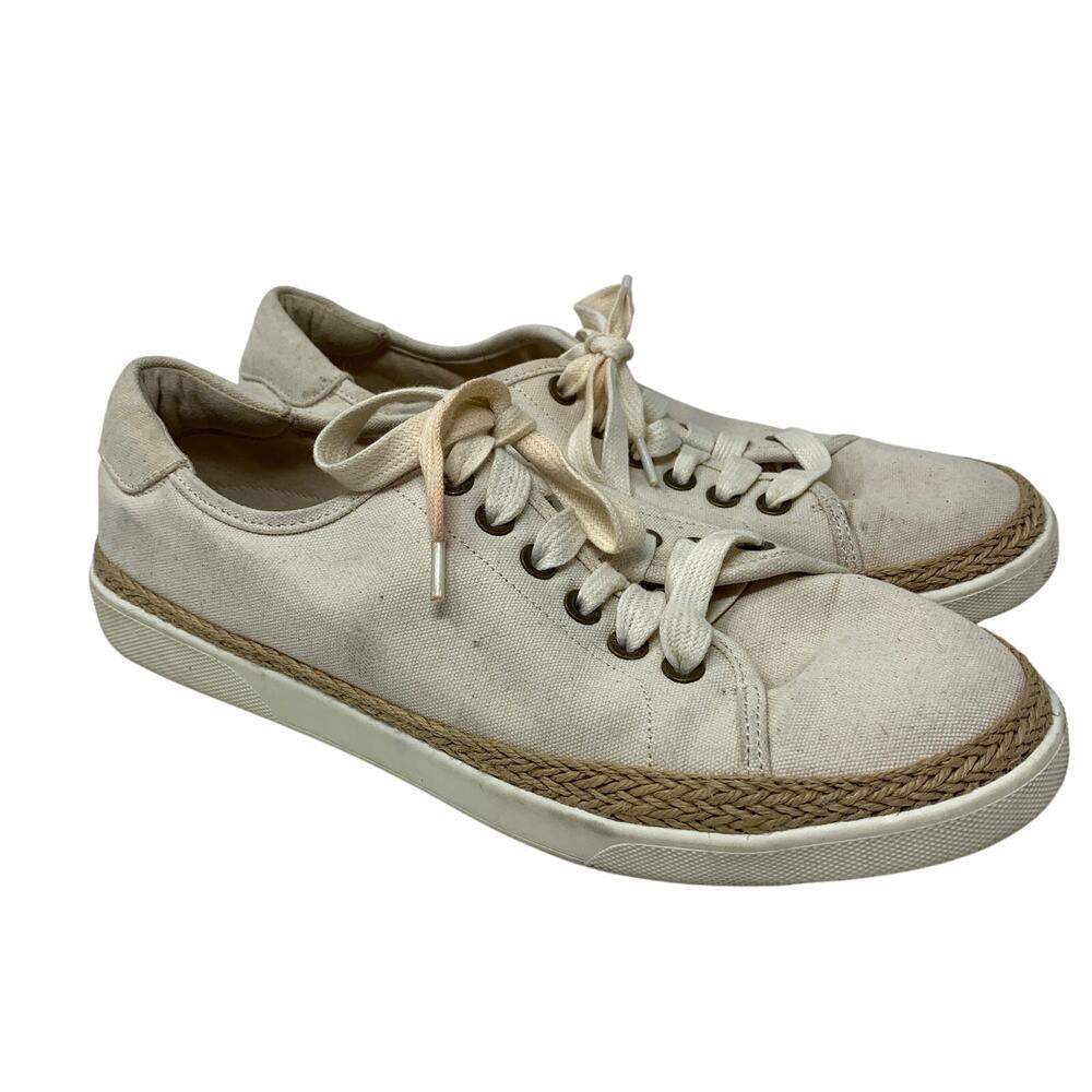 Vionic Hattie Lace Up Sneakers Womens Size 8 Cream Jute Braided Detail *READ